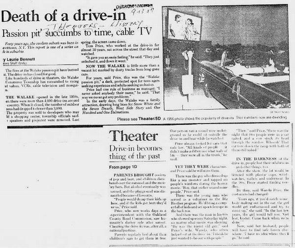 Walake Drive-In Theatre - Walake Closes